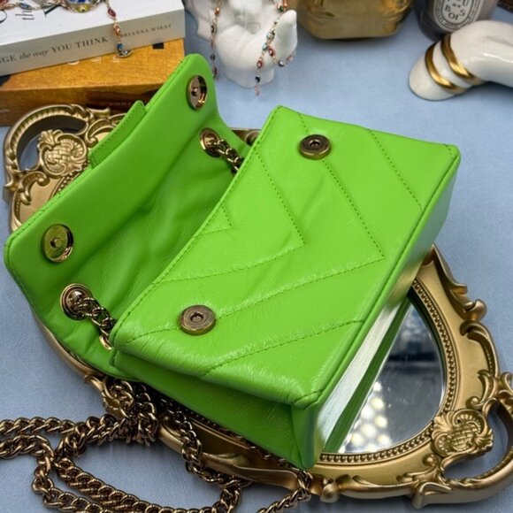 🆕 KURT GEIGER LONDON 🧿 NWOT Leather Mini Kensington Bag, Neon Green - Picture 12 of 15